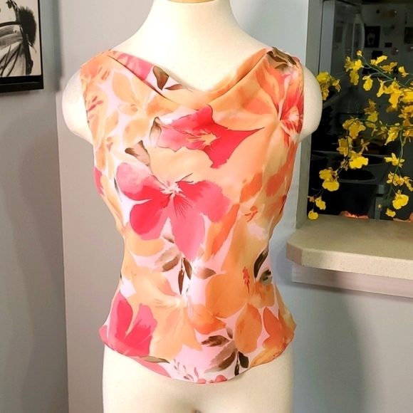 DAVID WARREN petite NewYour. Women's 100% silk blouse. 10,‎ pinks and peach - Picture 1 of 11